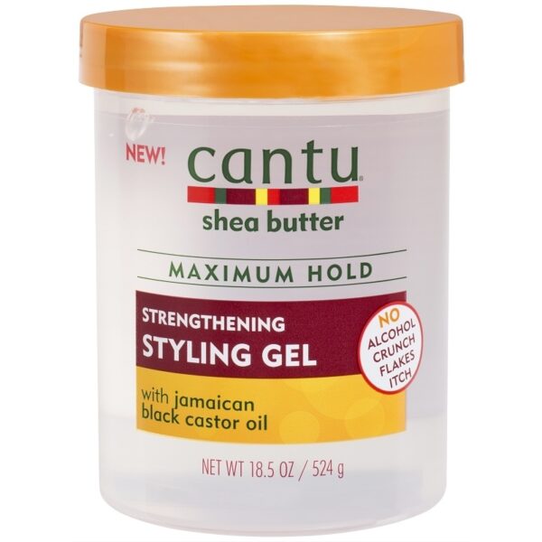 Cantu Shea Butter Mximum Hold Strengthening Styling Gel with jamaican black castor oil